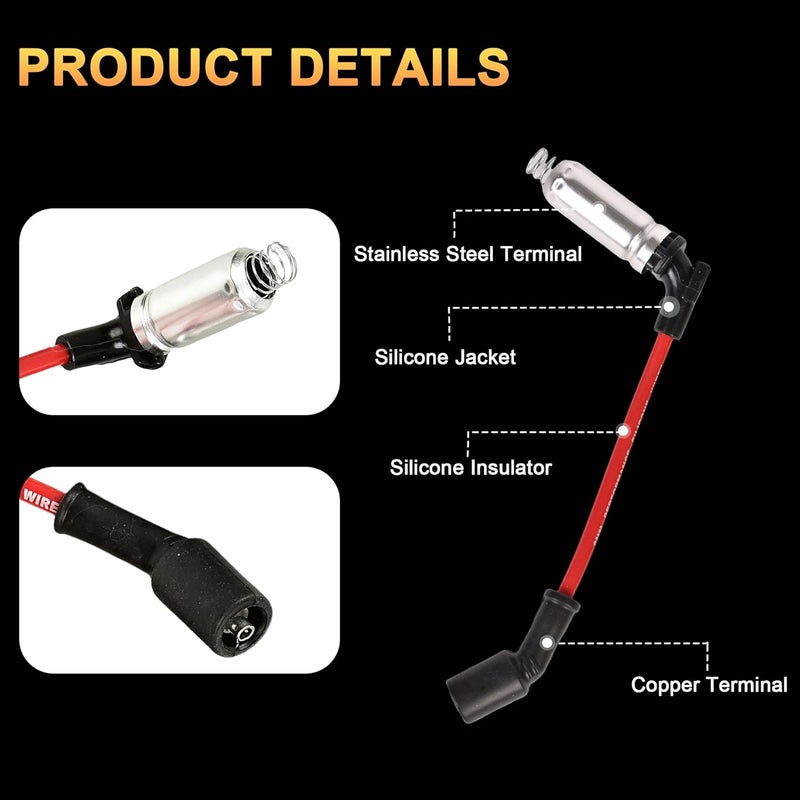 RLP أسلاك شمعات الإشعال RLP 48322 وشمعات الإشعال إيريديوم 41-110 لسيارات شيفروليه وجي إم سي V8 6.0L - Image 3