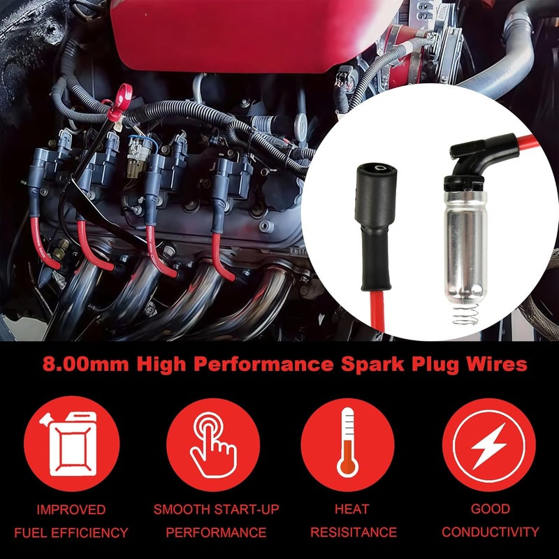 RLP أسلاك شمعات الإشعال RLP 48322 وشمعات الإشعال إيريديوم 41-110 لسيارات شيفروليه وجي إم سي V8 6.0L - Image 5