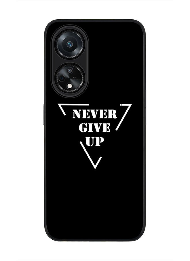 Stylizedd جراب بحافة سوداء متينة لهاتف Oppo A98 5G، جراب ناعم ملائم لشكل الجسم بحواف مطاطية مرنة ومضاد للسقوط من مادة TPU الهلامية - لا تستسلم أبدًا  - Image 1