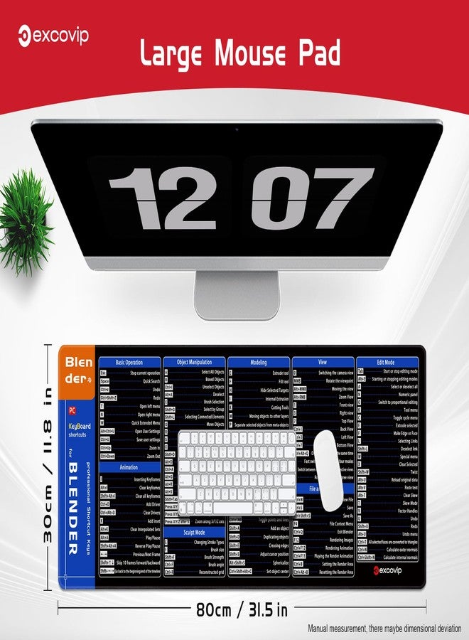 excovip Shortcut Mouse Pad for Blender,31.4x11.7x0.07 inch Extended Large Cheat Sheet Mousepad PC Office Spreadsheet Keyboard Shortcut Mouse Mat with Non-Slip Stitched Edge 0330 - Image 5