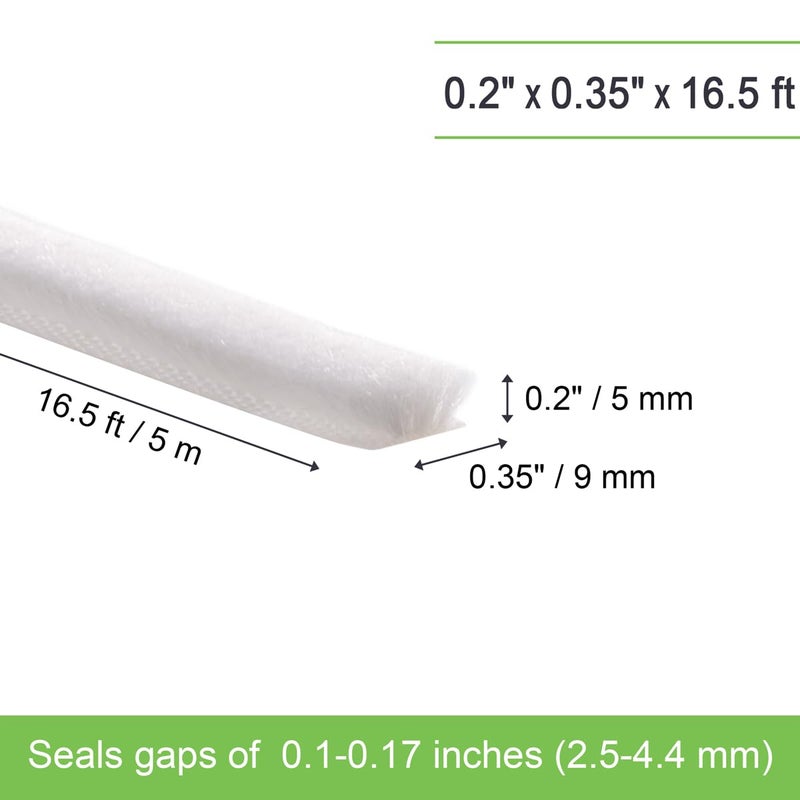 YOCCEK Self-Adhesive Weather Stripping Seal for Doors & Windows â€“ Soundproof Insulation Gap Filler for Sliding, Exterior, Front, and Jamb Frames â€“ 0.2" x 0.35" x 16.5 ft, White - Image 2