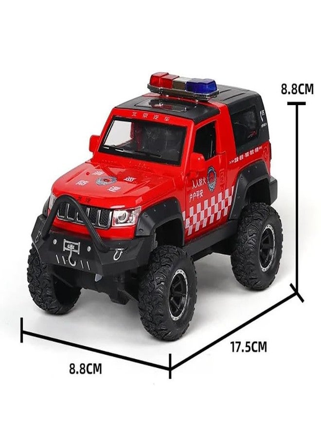 AHBHT Kids Model 1:32 Police Jeep Die Cast Metal Car Pull Back Action Opening Doors with Realistic Engine Sound Lights Toy Car Gift for Boys - Multi - Image 2