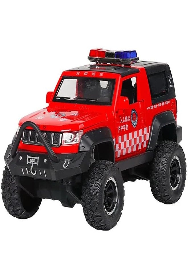 AHBHT Kids Model 1:32 Police Jeep Die Cast Metal Car Pull Back Action Opening Doors with Realistic Engine Sound Lights Toy Car Gift for Boys - Multi - Image 1