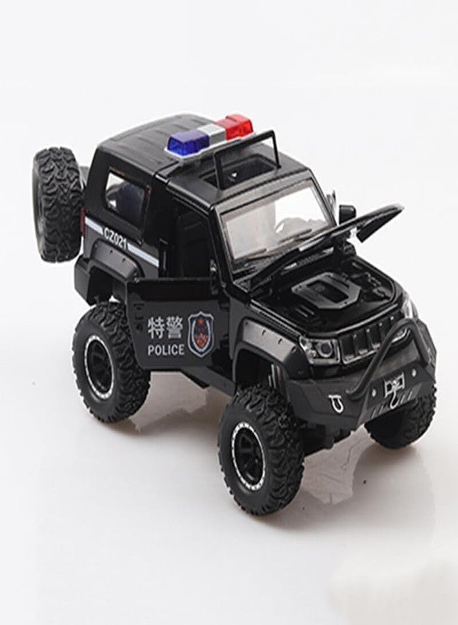 AHBHT Kids Model 1:32 Police Jeep Die Cast Metal Car Pull Back Action Opening Doors with Realistic Engine Sound Lights Toy Car Gift for Boys - Multi - Image 3