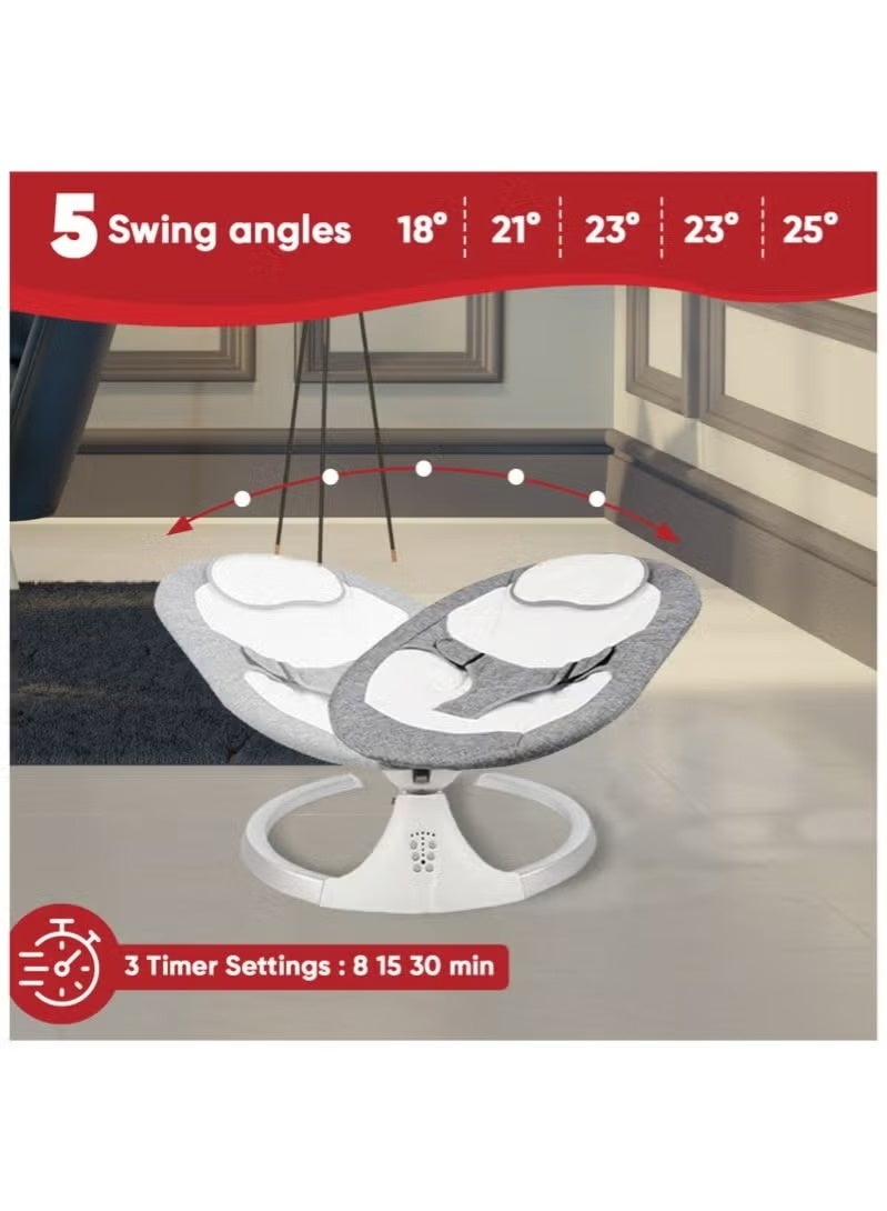 كادي ون كرسي هزاز للأطفال بلوتوث و موسيقى مع ريموت تحكم عن بعد، كرسي هزاز كهربائي مزود بشبكة حماية من البعوض و 5 سرعات قابلة للتعديل - Image 2