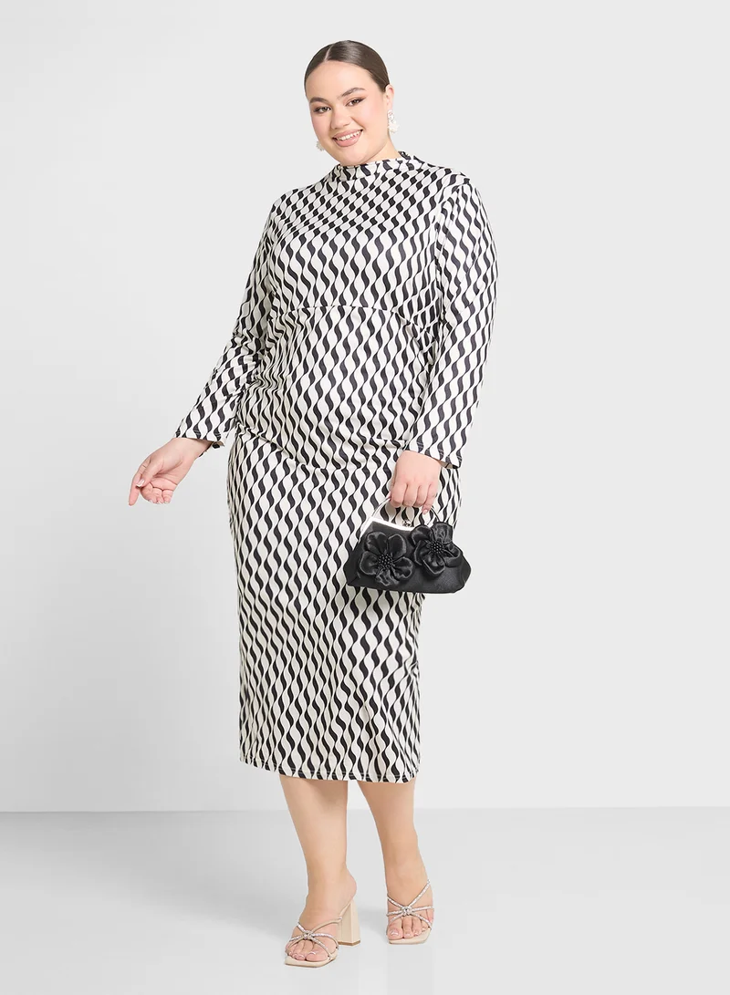 Ginger Plus Geometric Print Dress