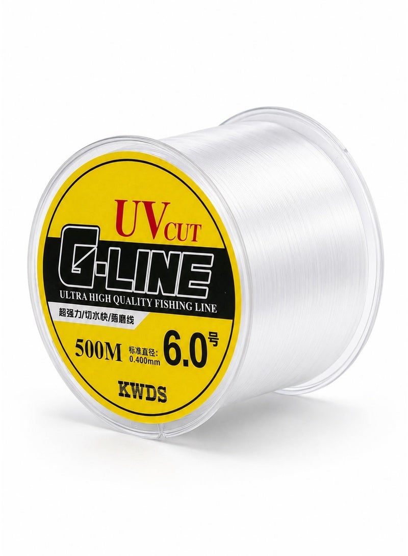 خيط صيد نايلون 500 متر، مونوفيلامنت شفاف بطبقة UV-Cut، خيط أحادي منخفض الذاكرة 14-27 رطل، للمياه المالحة والعذبة، خط رئيسي أو خط قيادة، يصلح أيضًا كخيط طائرات ورقية وخرز - Image 2