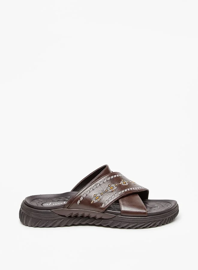الواحة Embroidered Leather Cross Strap Arabic Sandals