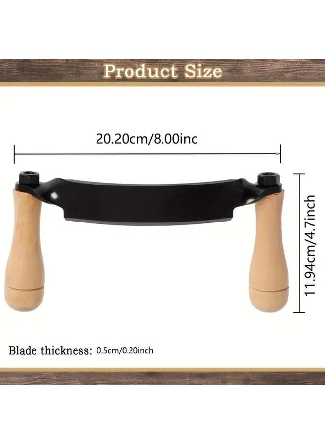 8 Inch Curved Draw Shave Knife Ultra Sharp Steel Blade Ergonomic Wooden Handles Woodworking - Image 3
