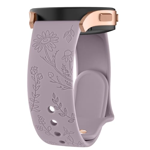 Tobfit 20mm Soft Floral Watch Strap Compatible for Amazfit GTS 2 Mini, Amazfit Bip/Bip U/Pro/Lite, Bip S, Bip 3, Flower Silicone Strap for Amazfit GTS/ 2/2e/3/4/4 Mini, WATCH NOT INCLUDED (Taro) - Image 1