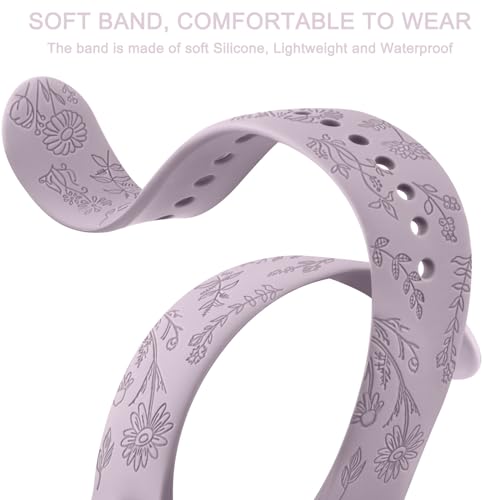 Tobfit 20mm Soft Floral Watch Strap Compatible for Amazfit GTS 2 Mini, Amazfit Bip/Bip U/Pro/Lite, Bip S, Bip 3, Flower Silicone Strap for Amazfit GTS/ 2/2e/3/4/4 Mini, WATCH NOT INCLUDED (Taro) - Image 4