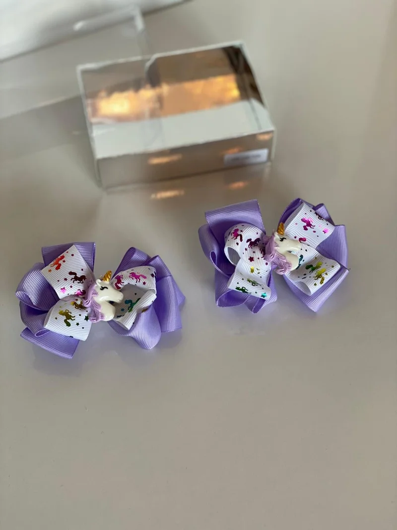 Queen Aksesuar Queen Accessory Lilac 2' Unicorn Girl Child Baby Birthday Gift Clip-on Collar Buckle