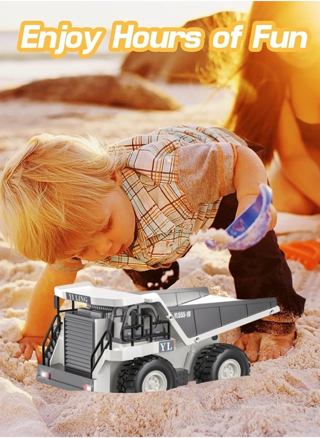 JoyousSto Remote Control Dump Truck with light White RC Dump Truck Toys Construction Vehicle with Rechargeable Battery for Kids Boys Ages 5 age+  - Image 2