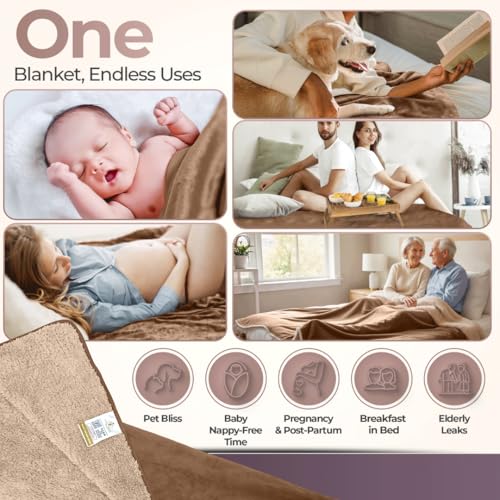 Sacred Weapon Waterproof Blanket for Bed – Mini Sherpa & Fleece Throw – Waterproof Blanket for Couch Cover & Mattress Protector, Absorbent, Washable, Spill Proof – Travel Blankets (Beige, 40x45) - Image 4