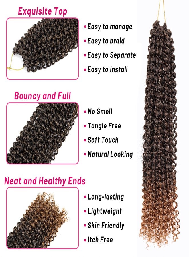 Dorsanee Ombre Brown Passion Twist Hair 16 Inch 7 Packs Water Wave Crochet Hair Long Bohemian Curly Braiding Hair for Butterfly Locs, Faux Locs, Boho Style Spring Twist Crochet Braids (T30#) - Image 5