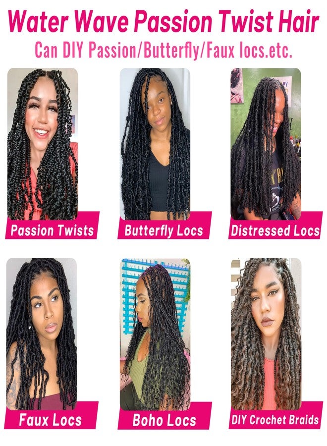 Dorsanee Ombre Brown Passion Twist Hair 16 Inch 7 Packs Water Wave Crochet Hair Long Bohemian Curly Braiding Hair for Butterfly Locs, Faux Locs, Boho Style Spring Twist Crochet Braids (T30#) - Image 3