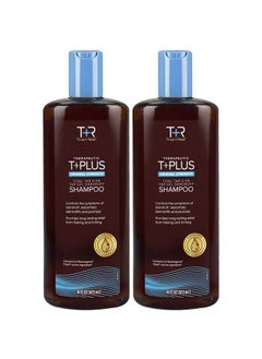 True+Real شامبو ثيرابيوتيك بلس تار جل المضاد للقشرة بقوة أصلية 0.5% قطران الفحم، 16 أونصة سائلة، عبوة من قطعتين  - Image 1