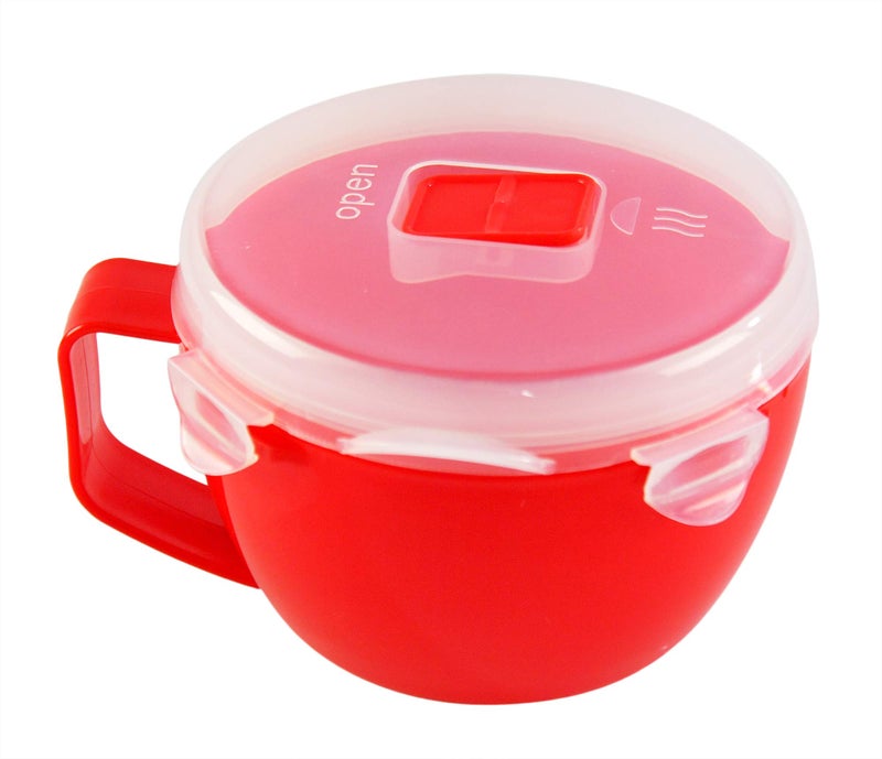 Home-X Microwave Bowl with Lid - Ramen Bowl Microwavable with Steam Release Vents and Easy Locking Clips - BPA-Free, Dishwasher Safe 32oz Soup Mug with Handle Microwave Safe - Image 1