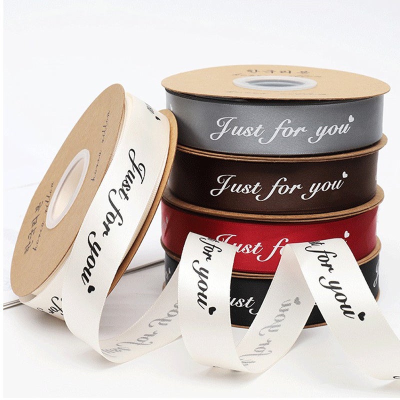 2.5Cm Floral Gift Box Polyester Ribbon Cake Diy Bow Satin Ribbon English Letter Ribbon Bouquet - Image 2