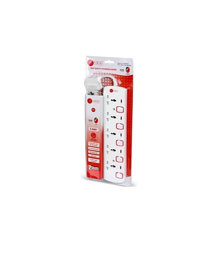 ELTRAZONE "5-Way Japan Universal Extension Cord – 3M, 5 Sockets, Shockproof, 250V, ESMA, ROHS, CB Certified, 2-Year Warranty"  - Image 3