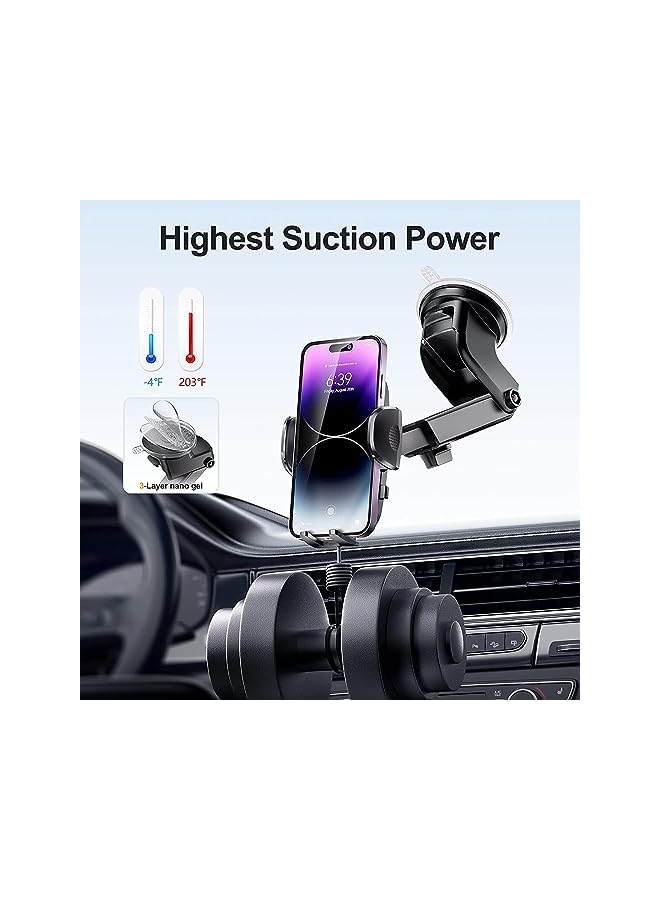 Green Tiger Phone Mount for Car (2 in 1) Dashboard Windshield [Multi-Angle Adjustment Arm] Dash Phone Holder Mount, Car Cell Phone Holder, Hands Free iPhone Stand for Car Fit for All Mobile Phones - Image 2