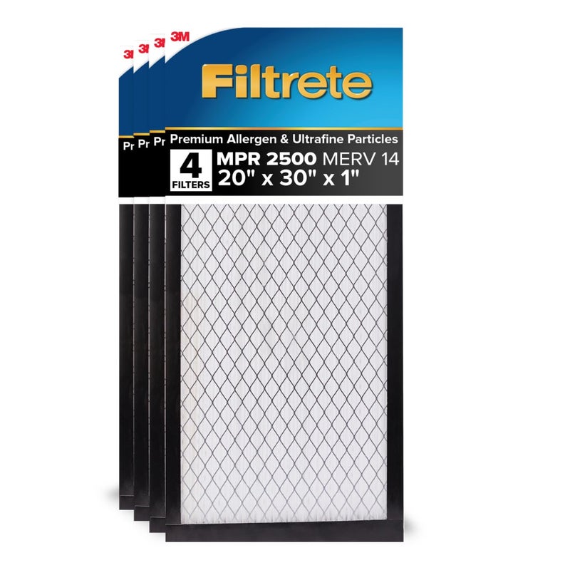 Filtrete 20x30x1 AC Furnace Air Filter, MERV 14, MPR 2500, High Performance Premium Allergen, Ultrafine Particles, Bacteria & Virus Filter, CERTIFIED Asthma & Allergy Friendly, 4-Pack - Image 1
