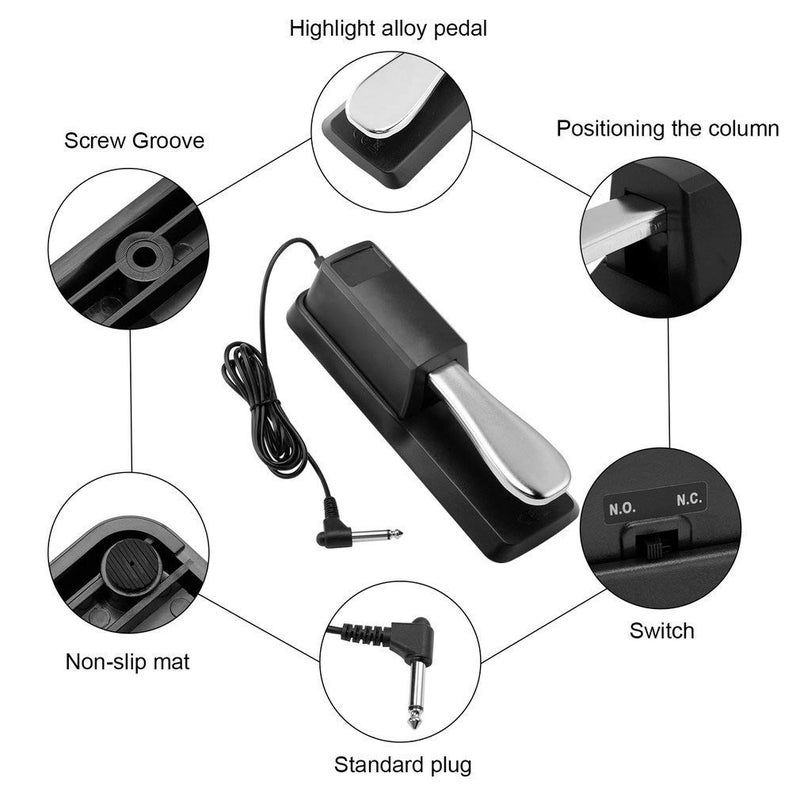 FESTRA R-300 Piano Sustain Pedal, Keyboard Sustain Pedal for Digital Piano Electronic Keyboard MIDI Synthesizer, Sturdy Durable, with Polarity Switch - Image 2