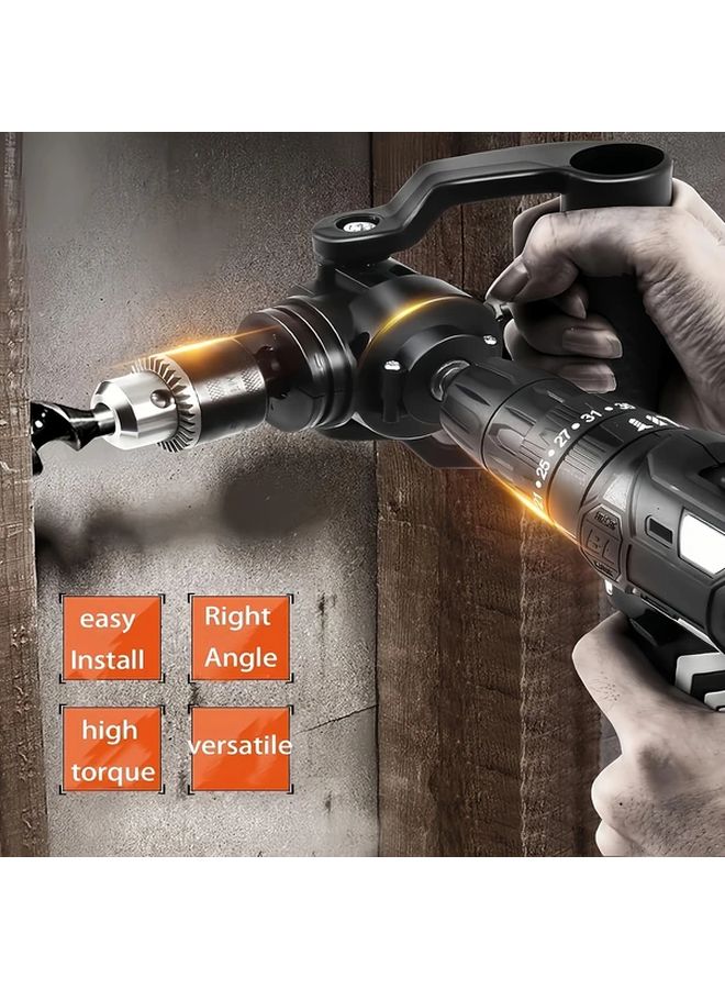 Black Right Angle Drill Adapter Set For Narrow Spaces Metal Construction - Image 4