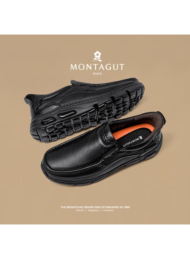 Montagut Slip-on Casual Men's Shoes Spring New High-end Top Layer Cowhide Soft Sole Lightweight Sports Driving Leather Shoes For Men - Image 3