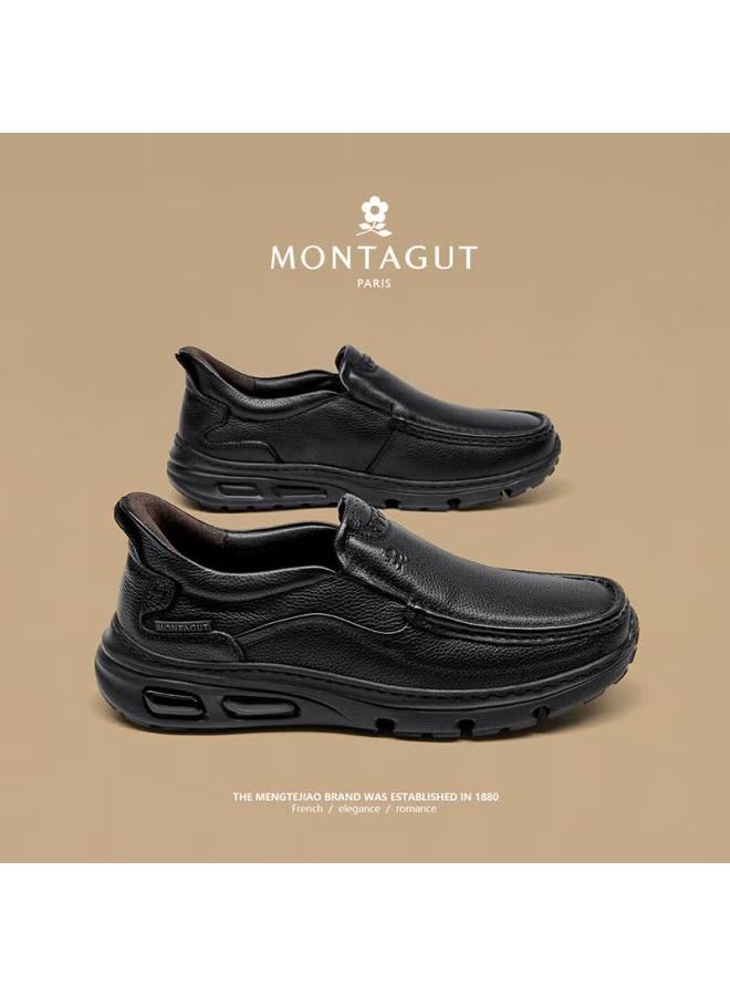 Montagut Slip-on Casual Men's Shoes Spring New High-end Top Layer Cowhide Soft Sole Lightweight Sports Driving Leather Shoes For Men - Image 2