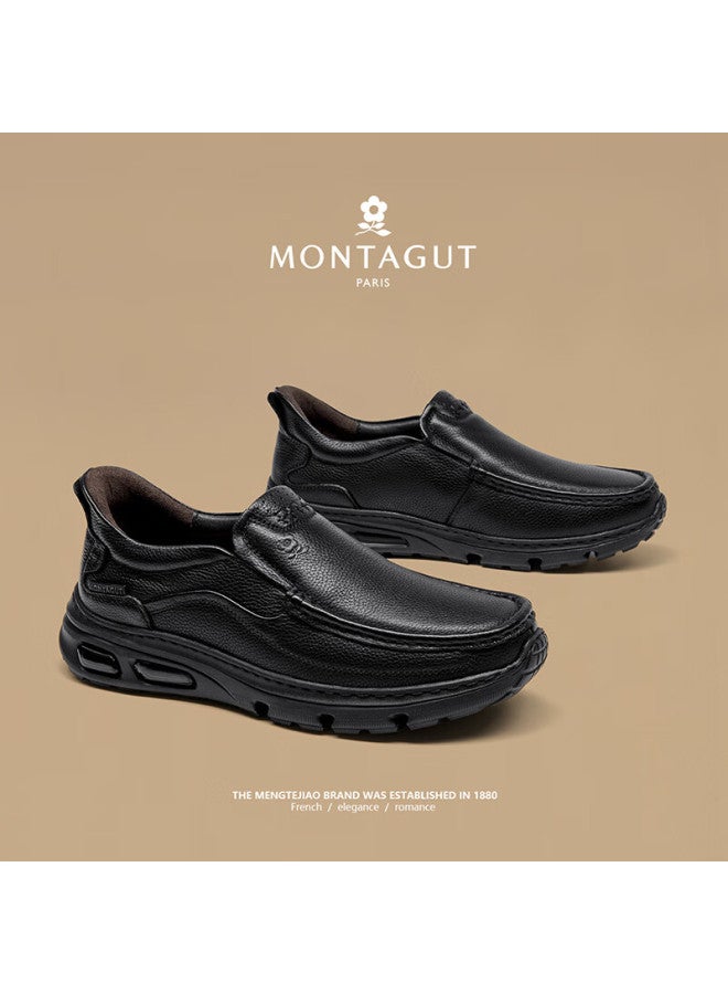 Montagut Slip-on Casual Men's Shoes Spring New High-end Top Layer Cowhide Soft Sole Lightweight Sports Driving Leather Shoes For Men - Image 1