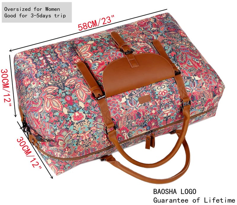 BAOSHA Oversized Pretty Women's Travel Duffel Bag 52L Weekend bag Weekender Overnight Carry on Luggage HB-15 (HS) - Image 3