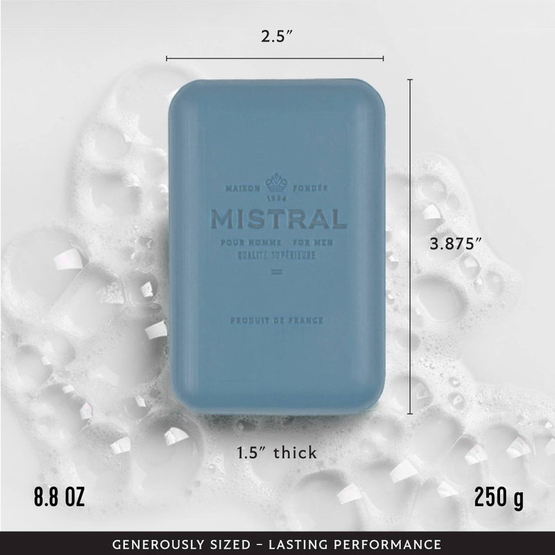 Mistral Cedarwood Marine Luxury Bar Soap for Men | Menâ€™s Natural Soap Bar | Paraben, Phthalates Free | Moisturizing & Triple-Milled Natural Soap for Men - Made in France | Large, 8.8 oz - Image 3