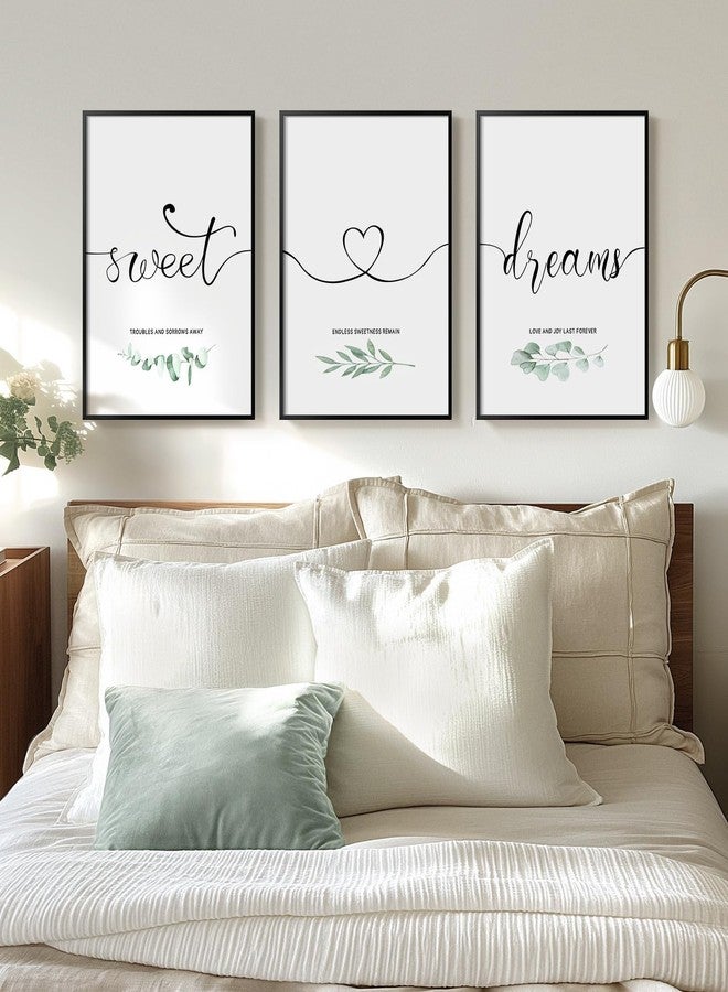 Cuspin Framed Canvas Wall Art For Bedroom Decor, 3 Piece Sweet Dreams Signs Wall Art, Modern Minimalist Bedroom Pictures for Master Guest Room Wall Decor Above Bed - Image 1