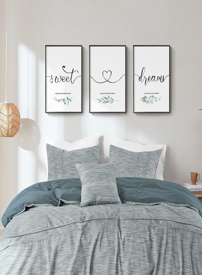 Cuspin Framed Canvas Wall Art For Bedroom Decor, 3 Piece Sweet Dreams Signs Wall Art, Modern Minimalist Bedroom Pictures for Master Guest Room Wall Decor Above Bed - Image 4