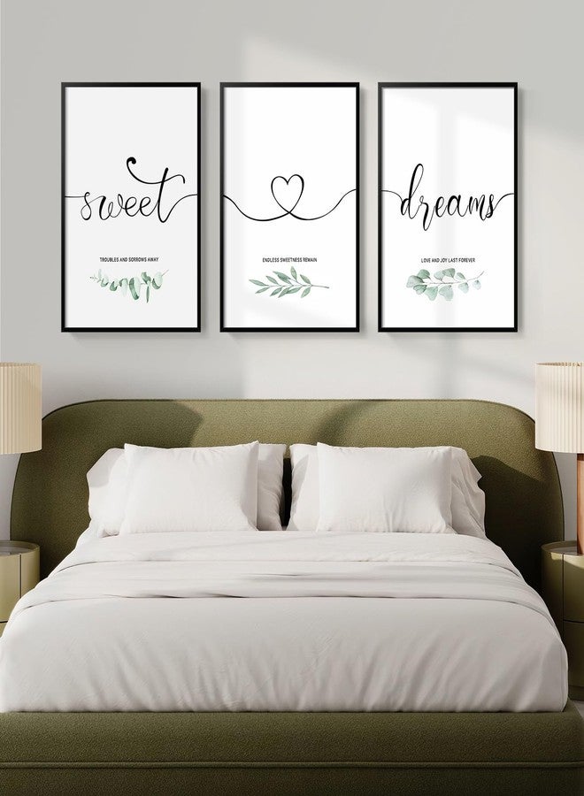 Cuspin Framed Canvas Wall Art For Bedroom Decor, 3 Piece Sweet Dreams Signs Wall Art, Modern Minimalist Bedroom Pictures for Master Guest Room Wall Decor Above Bed - Image 3