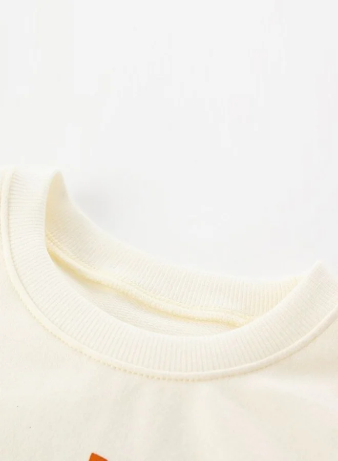 يونيكي White Printed Long Sleeve Crew Neck T-Shirt
