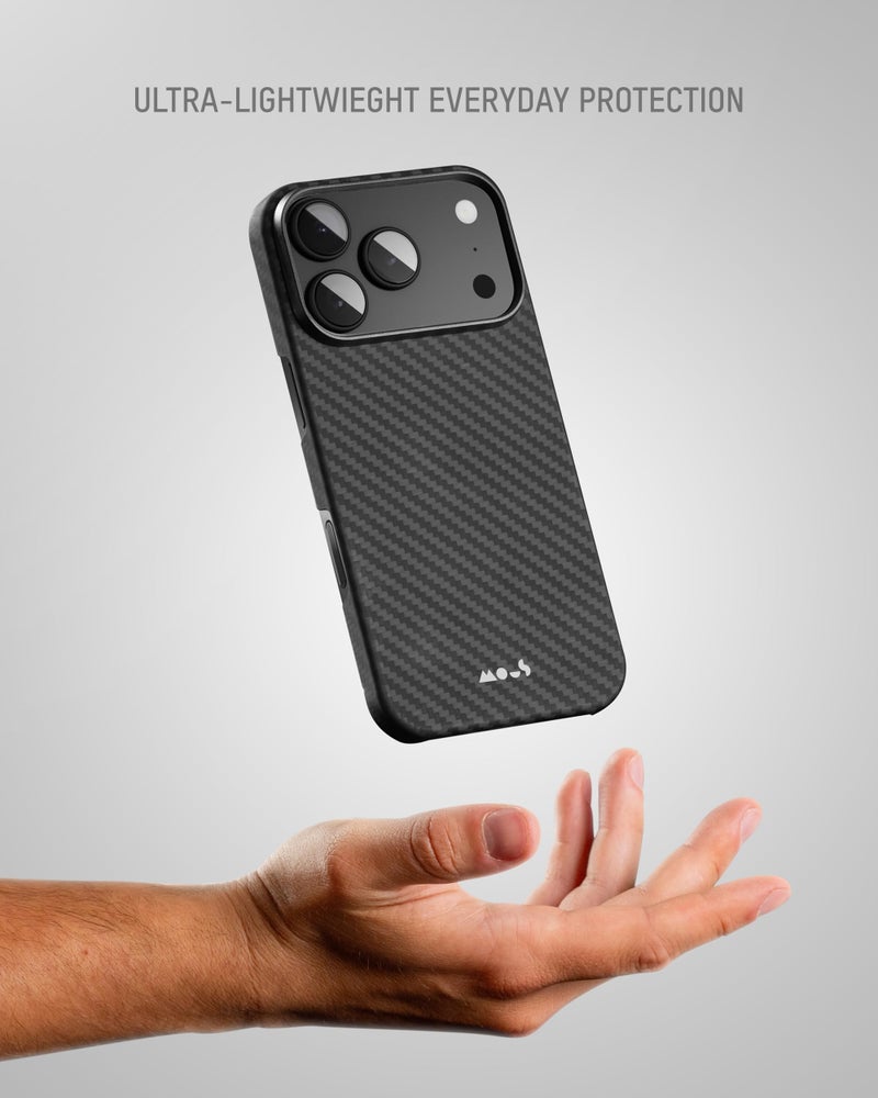 Mous for iPhone 17 Pro Max Case Slim, Compatible with MagSafe - Super Thin - Magnetic Phone Cover Compatible with iPhone 17 Pro Max, Carbon Fibre, Black - Image 4