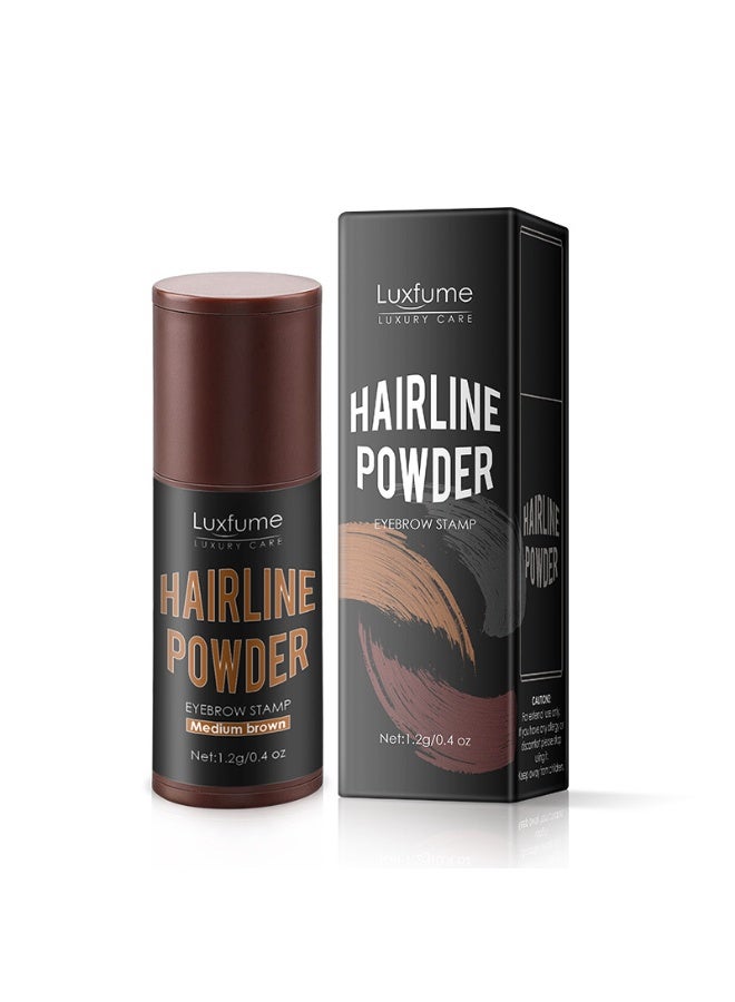 Luxfume Hairline Contouring Powder, Hair Filler, High Forehead Contouring Powder, 2-in-1 Hairline Corrector, Waterproof, Long-Lasting Medium Brown (HL03) - Image 1