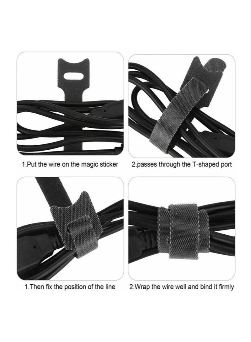 Reusable Black Ties Cable Cord Strap Hook Loop Ties Tidy Organizer Tool 100 Pieces - Image 3