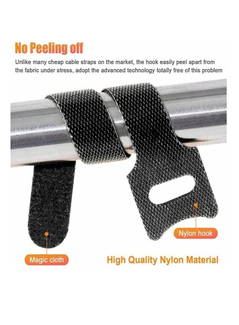 Reusable Black Ties Cable Cord Strap Hook Loop Ties Tidy Organizer Tool 100 Pieces - Image 4