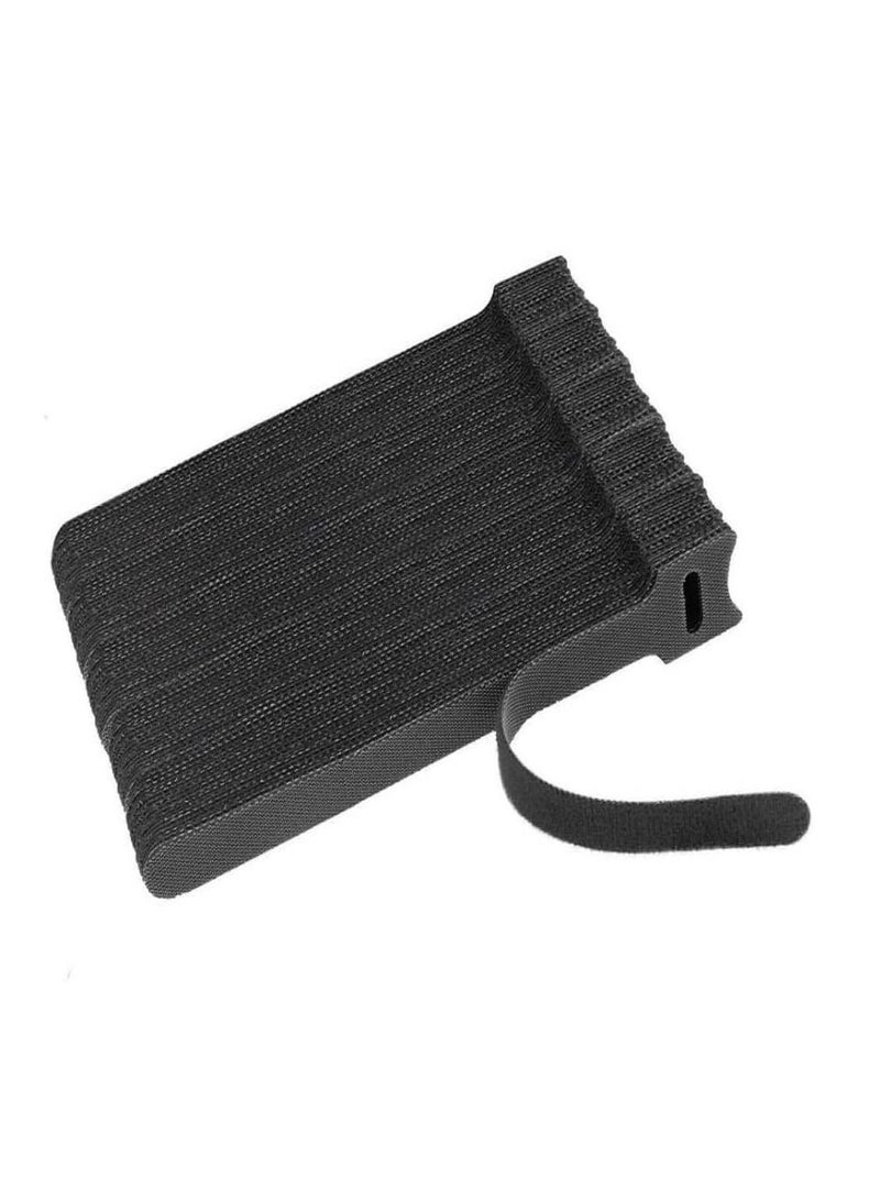 Reusable Black Ties Cable Cord Strap Hook Loop Ties Tidy Organizer Tool 100 Pieces - Image 1