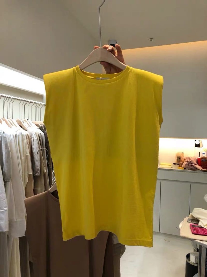 2024 Summer White Sleeveless Loose Tee Womens Fashion Black Tank Top Shallow coffee  - Image 4