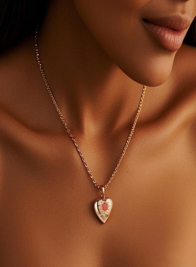 يوفينغ قلادة يوفينغ على شكل قلب وعباد الشمس، مطلية بالذهب عيار 14 قيراطًا، لحفظ الصور، هدية مثالية لأعياد الميلاد. - Image 5