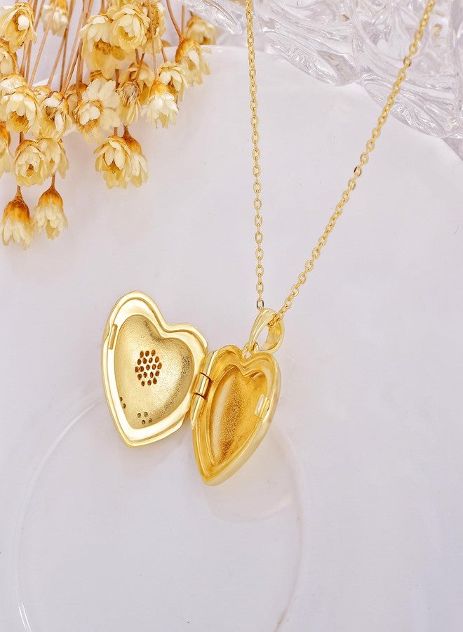 يوفينغ قلادة يوفينغ على شكل قلب وعباد الشمس، مطلية بالذهب عيار 14 قيراطًا، لحفظ الصور، هدية مثالية لأعياد الميلاد. - Image 3