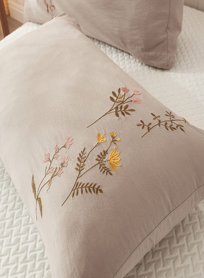 MOVE OVER Taupe Body Pillow Cover - Soft Washed Microfiber - 20x54 - Girls Women Pink Yellow Spring Flower Body Pillow Case Covers - Image 1