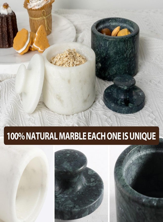 Koville Marble Salt Cellar White and Green Salt Holder with Lid for Kitchen Table Décor, Elegant Modern Handcrafted Seasoning Container for Countertop, Salt and Pepper Holder & Coffee Beans Storage - Image 4
