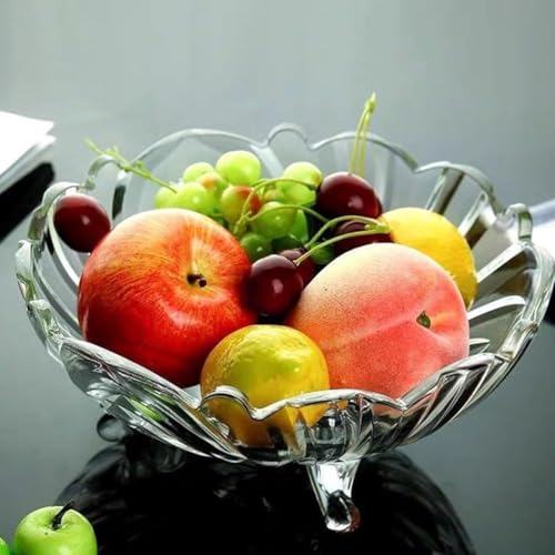 NIXTIL Tripod Glass Fruit Plate Trifle Glass Decor Crystal Candy Dish Pasta Prep Bowl Transparent Salad Tray Transparent Serving Plate Fruit Tray for Home - Image 1