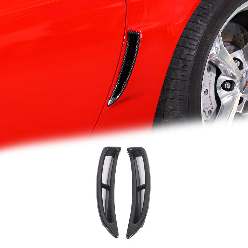 LLKUANG Car Fender Rear Air Vent Trim Cover Compatible with Chevrolet Corvette C6 20052013 Rear Side Air Flow Intake Hole Grille Exterior Molding Accessories Carbon fiber texture