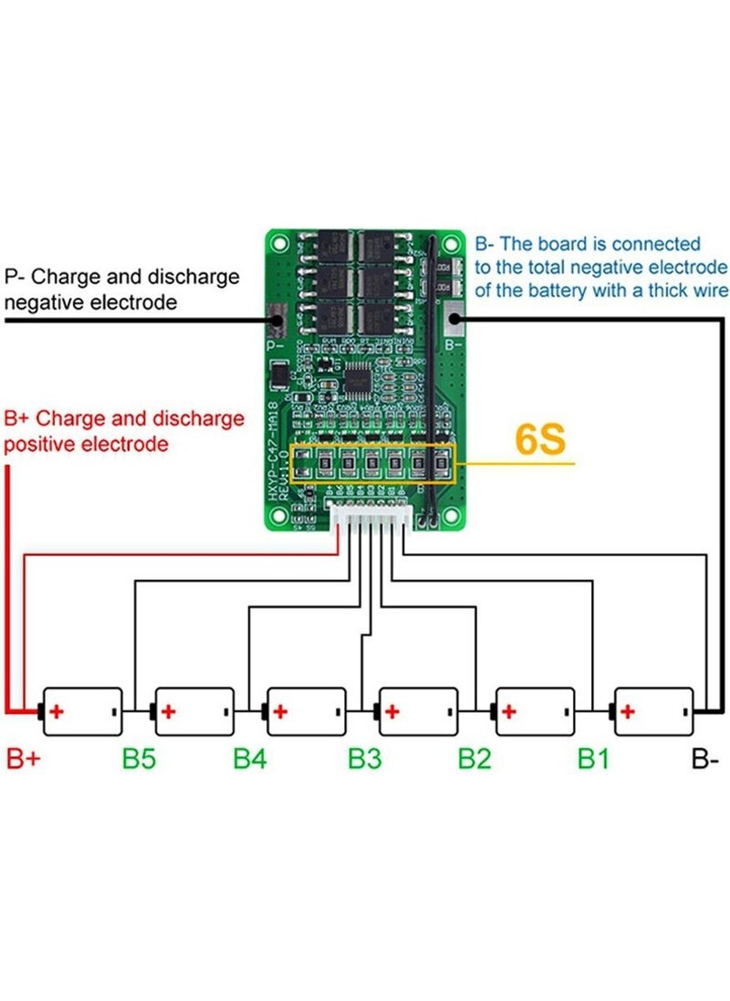 6s 20A Bms 25.2V 18650 Lithium-Lipo Battery Charge Protection Module with Thermistor with Cable Socket